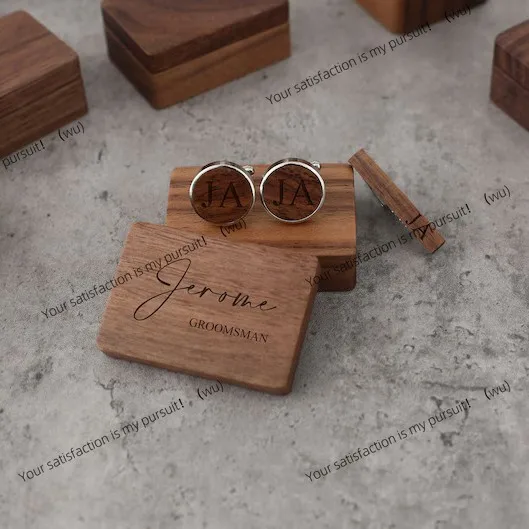 Personalized engraved cuffs, tie clip set, storage box, magnetic suction ceremonial wooden box.