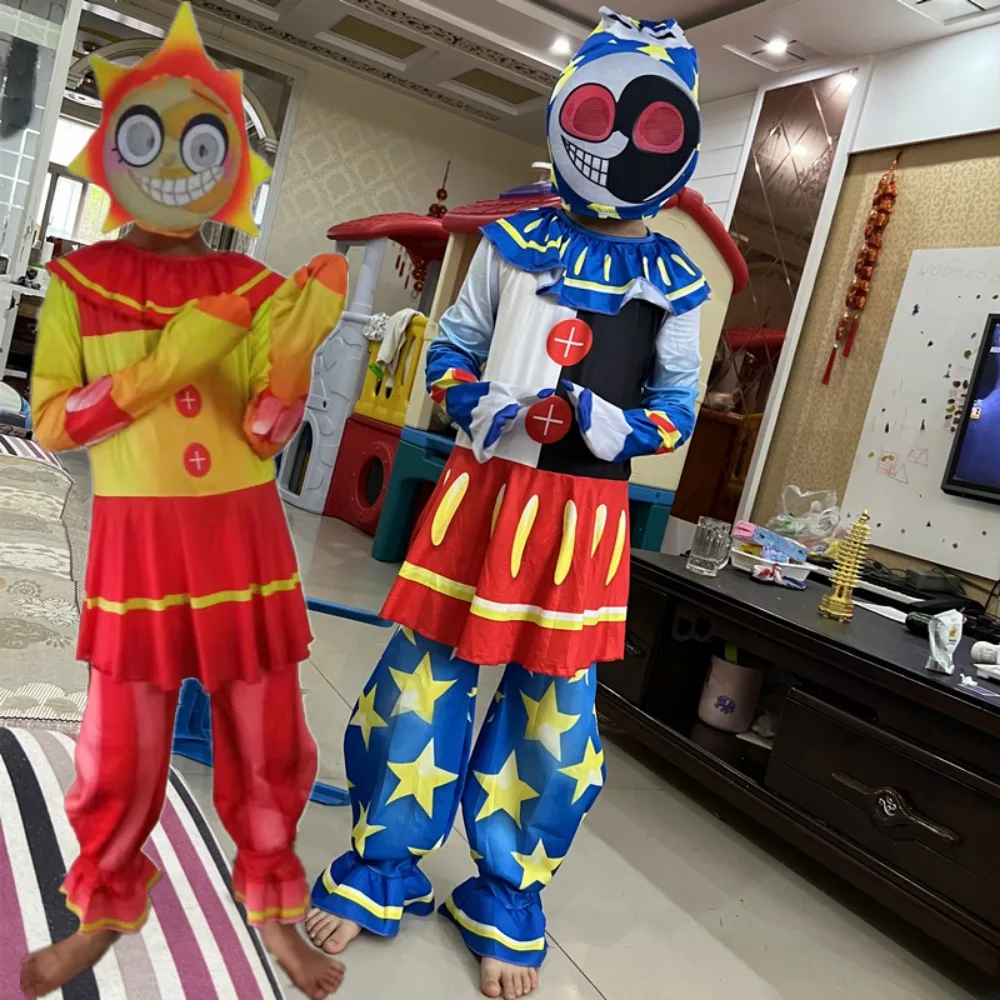 Sundrop FNAF BOSS-ropa de Cosplay de payaso solar para niños y niñas, mono con máscara, mono para fiesta de Carnaval, disfraces de Halloween para niños
