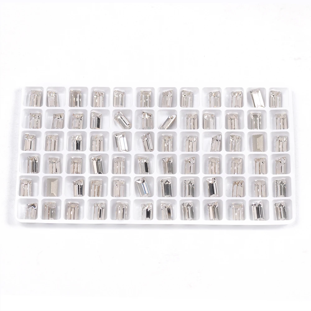 Crystal Clear 4501 Baguette Sew On Rhinestone Shiny Strass Claw Rhinestones for Nails Art Crafts Clothes Shoes Applicator