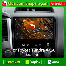Android 14 Car Radio For Toyota Tundra XK50 2007 - 2013 Sequoia XK60 2008 - 2017 Multimedia Stereo Video Player Navi GPS 4G WIFI