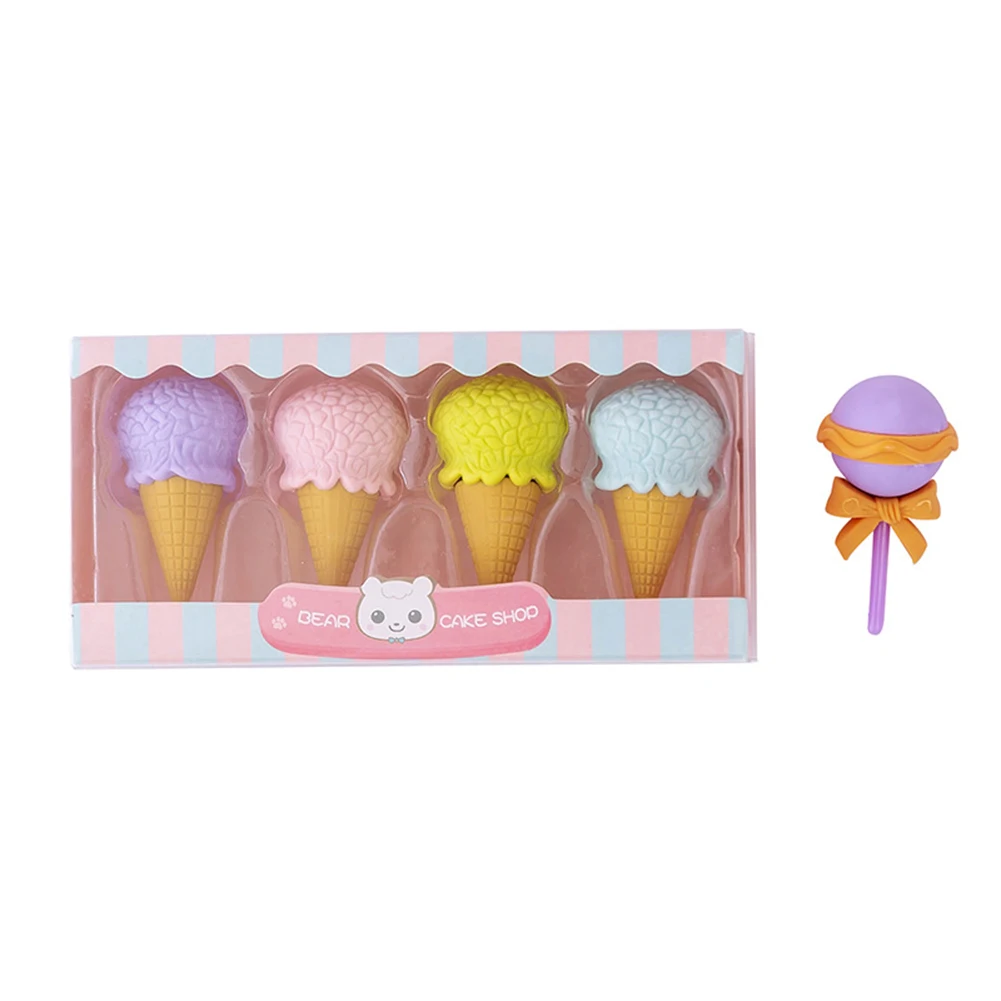 Lovely Cartoon Sobremesa Lápis Eraser 4pcs Set Multifuncional Wirting Erasers Para Crianças Meninos Meninas