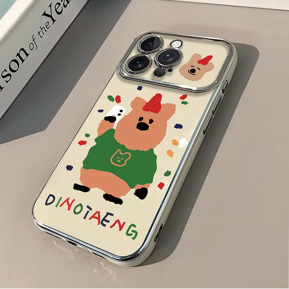 Fashion Cartoon Christmas Deer Greeting Electric Ferry Large Window Phone Case For IPhone 12 11 13 14 15 16 Max Pro Plus Shell