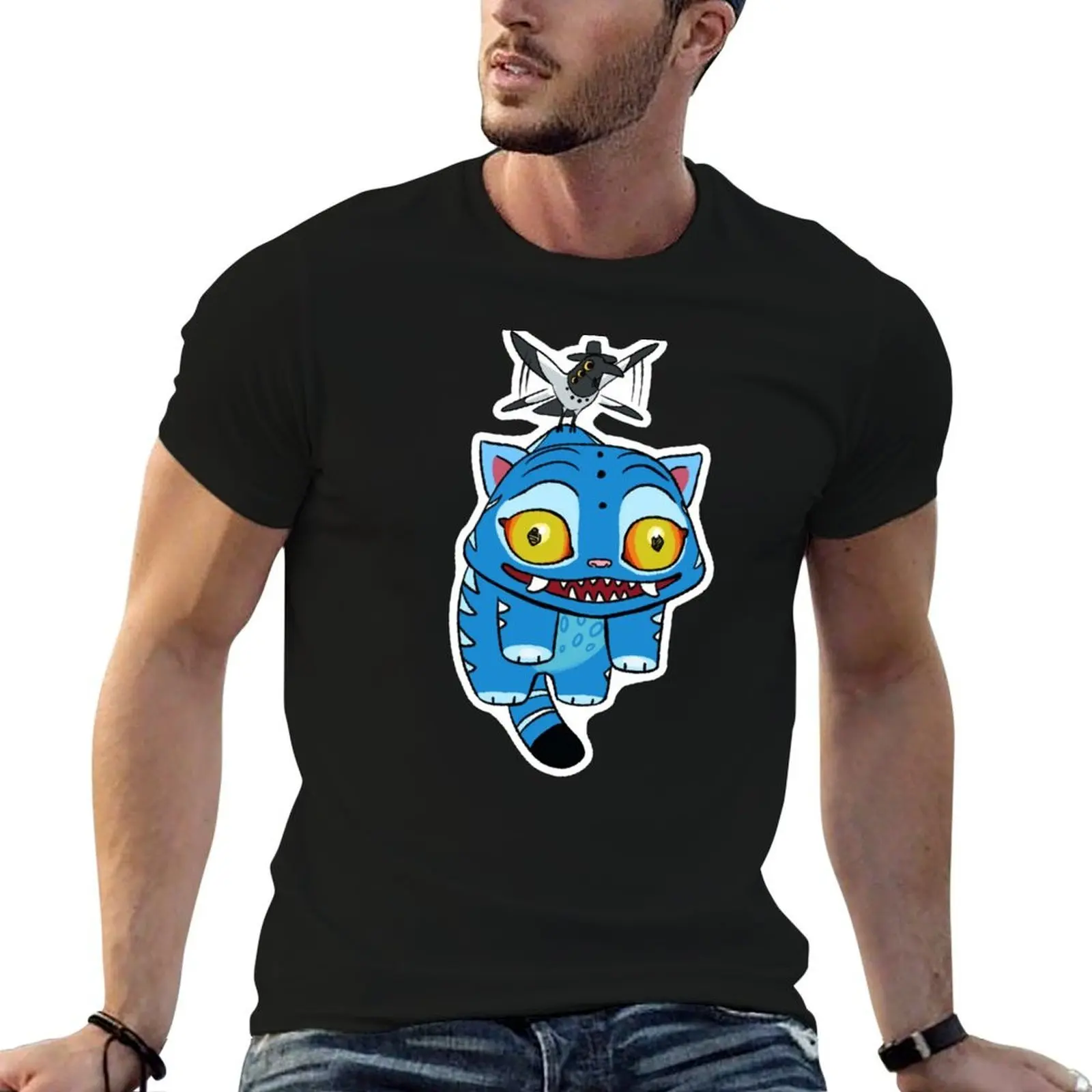 

Magpie Fly with Blue Tiger T-Shirt men t shirt cotton 100% t shirts for man cotton man t shirt cotton high quality T-shirt
