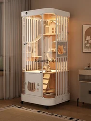 360 ° Smart Curved Panoramic Cat Villa Glass Transparent Luxury Solid Wood Showcase Cat Cage