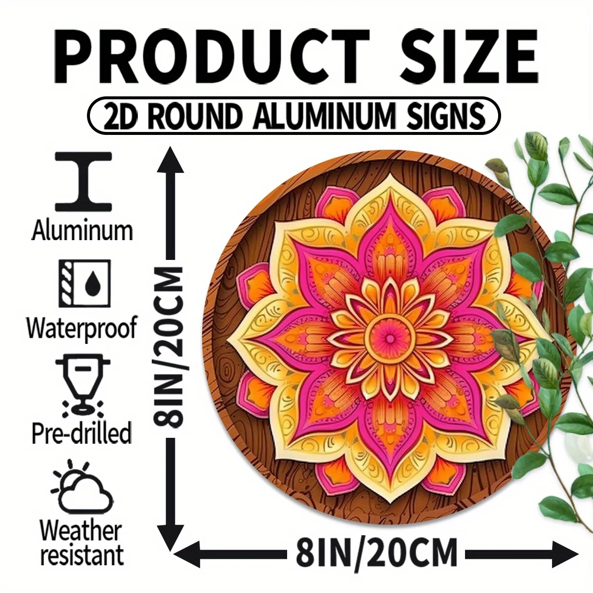 1 قطعة ، ماندالا لوتس زهرة خمر ديكور معدني مستدير ، حديقة المطبخ ساحة تسجيل للمنزل غرفة المعيشة مكتب ديكور الخريف جدار #3