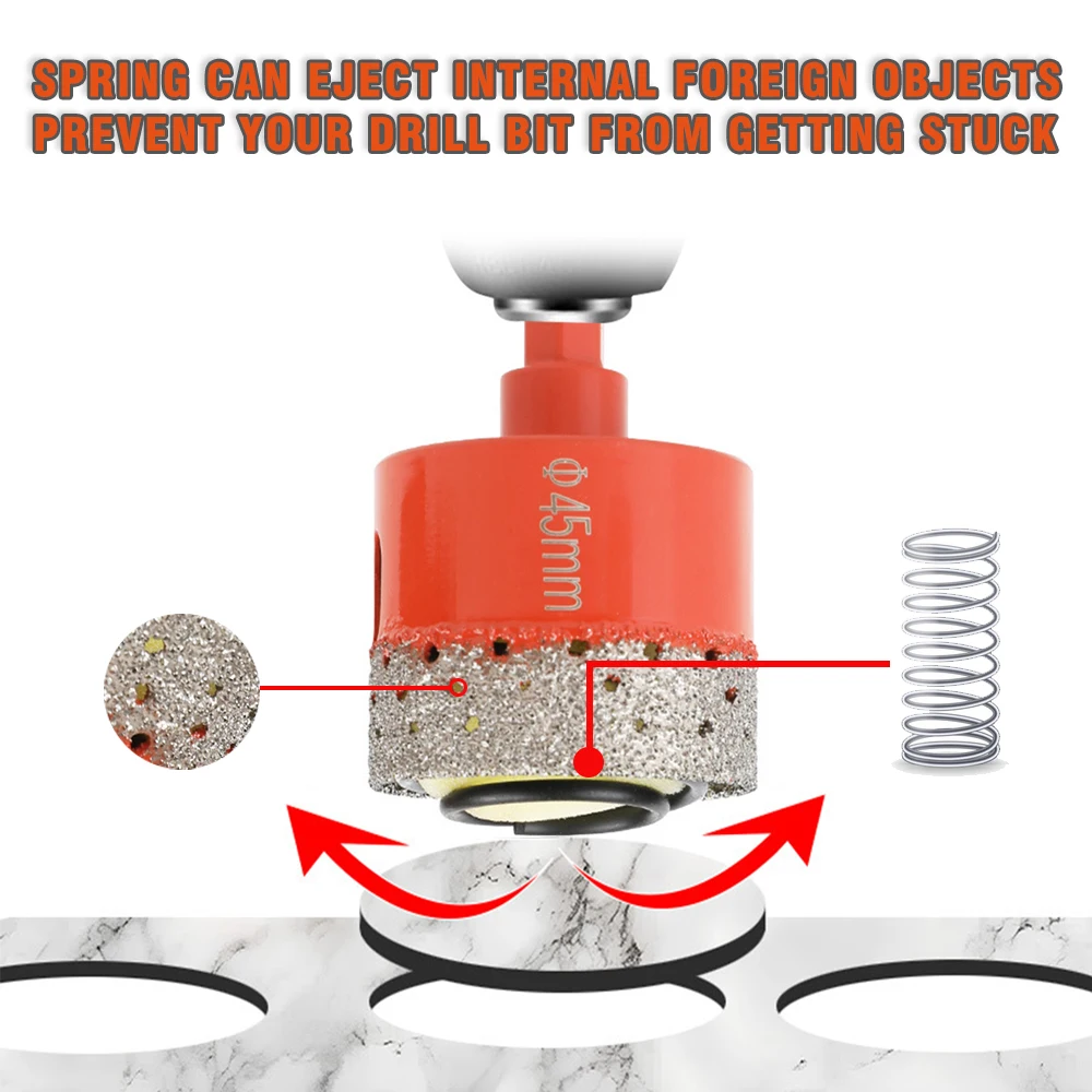 1PC 18-68mm Diamond Brazed Core Dry Drill Bit for Porcelain Tiles Marble Glass Granite Hole Cup Saw Cutter Accessories Cutting