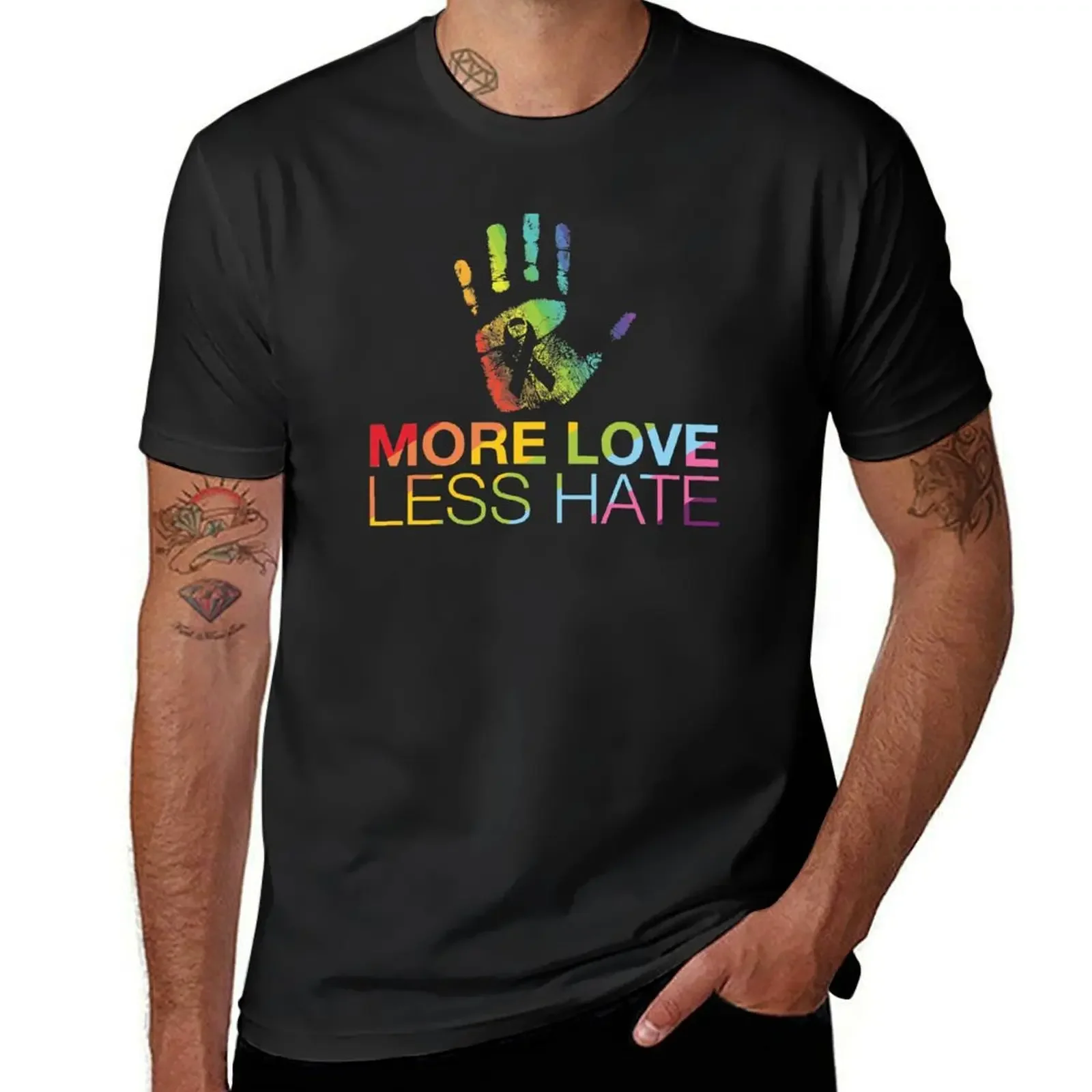 

More Love Less Hate, Gay Pride, LGBT T-Shirt oversized plus sizes animal prinfor boys t shirt for men