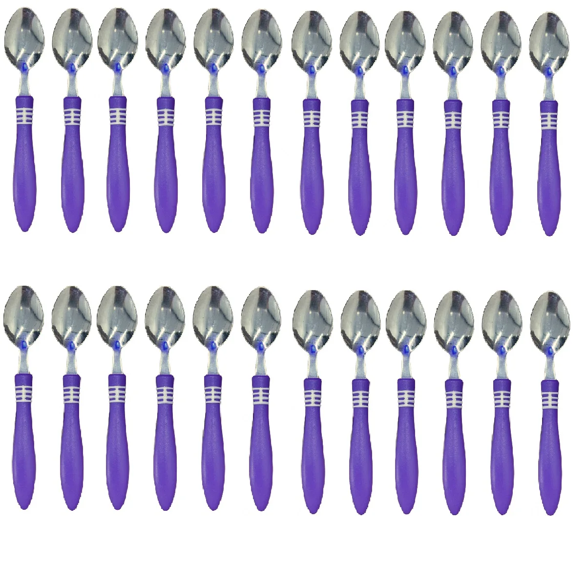 24 Stainless Steel Dessert Spoons Plastic Cable 17cm