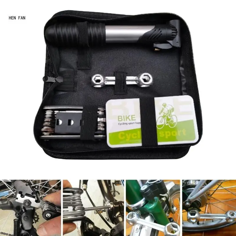 Bicycles Repair Tool Bag Home Bike Tool Portable Patches Fixes Maintenance Kits Safety Emergency All in-One Tool M89D