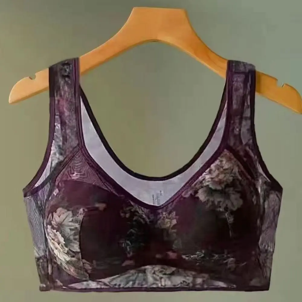 Sleep Bra Push UP Lace Flower Women's Bra Plus Size Seamless Floral Printed Underwear Vest Comfortable Tank Top Bra Lingerie
