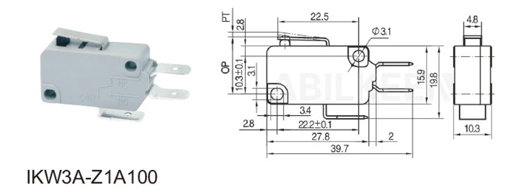 2Pc 125/250V KW3A Electronic Equipment Switch Manufacturer With High Temperature Resistance And Small Micro Switch Stroke