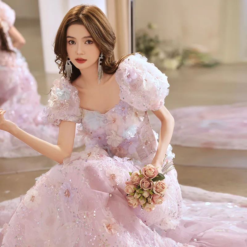 Evening Dresses 2024 New Sweet Flower Party Dresses Elegant A-line Classic Prom Dresses Customized For Girls image 4