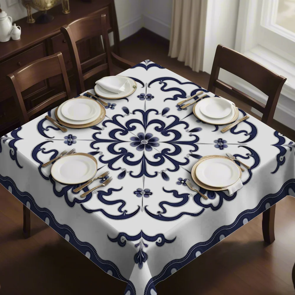 JIT 1PC Court Flowers Printed Tablecloth for Home, Kitchen and Dining Table Decoration - Reusable Tablecloth yzb
