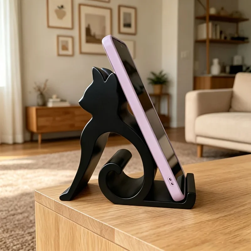 1Pc Cute Kitten Lazy Desktop Stand, Universal Phone Tablet Holder Bracket, Creative Desk Accessory for Home Office Daily Use