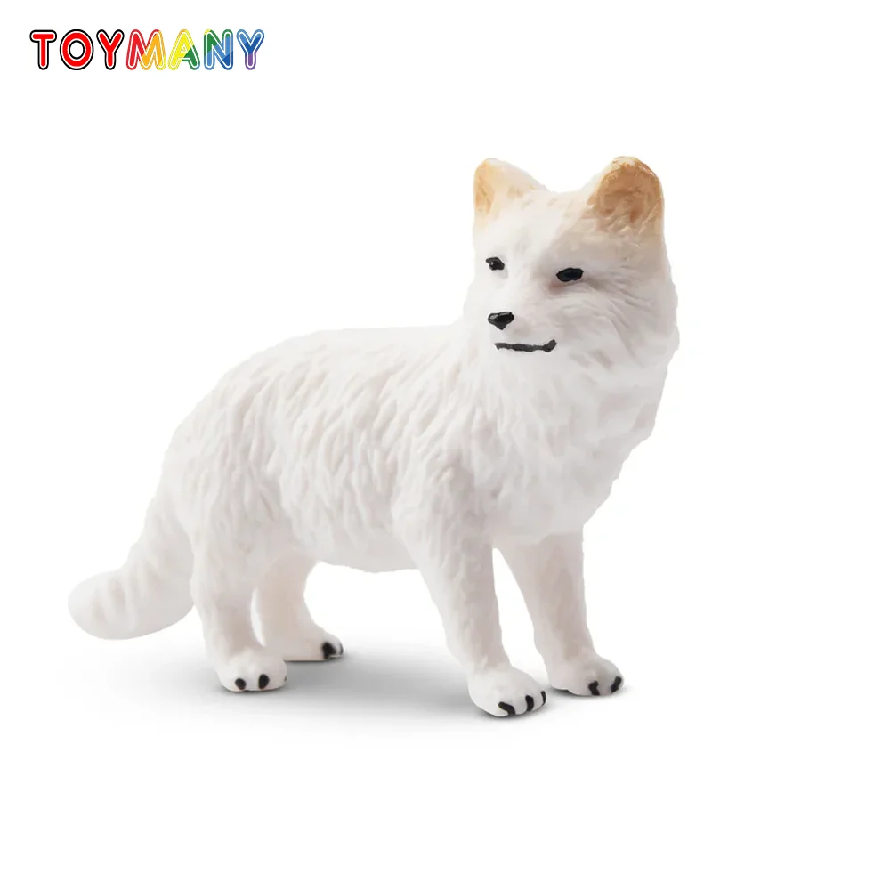 Toymany Simulation Arctic Fox Polar Animal Model Toy Mini Figures Dolls Action Figurines Toys Children Gift  Cake Decoration