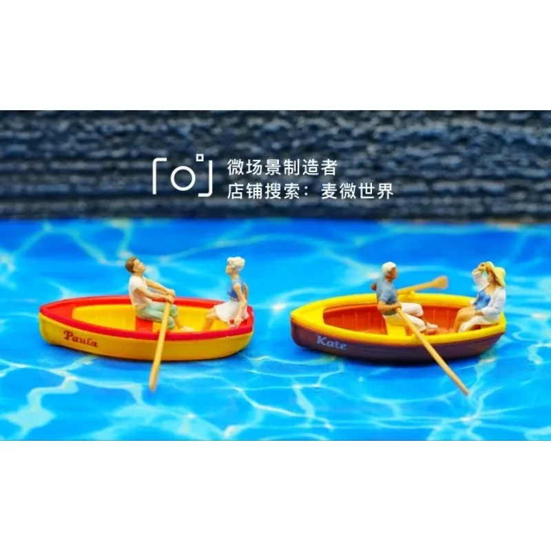 로잉 고무 보트 앵글러 1/87 미니어처 액션 피규어 모델 미니어처 매크로 장면 미니 소품 수족관 장식 피규어 장난감