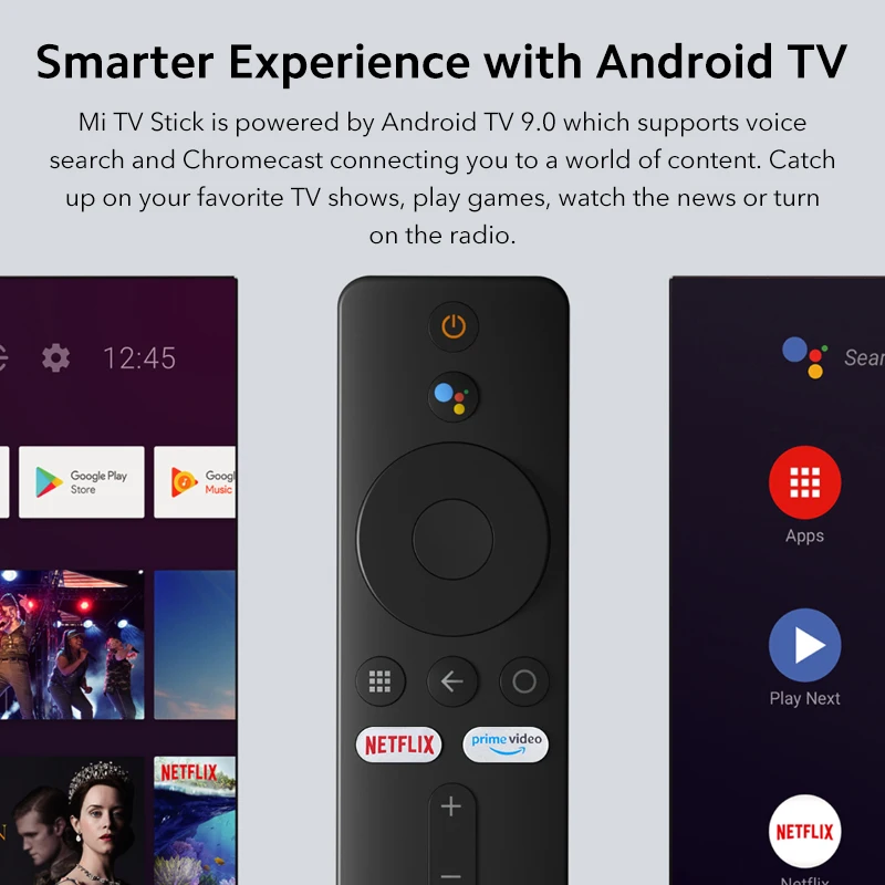 Globalna wersja Xiaomi Mi TV Stick box Android TV 9.0 4-rdzeniowy 1080P HD Podwójne dekodowanie 1 GB RAM 8 GB Google Assistant Netflix Wifi 5