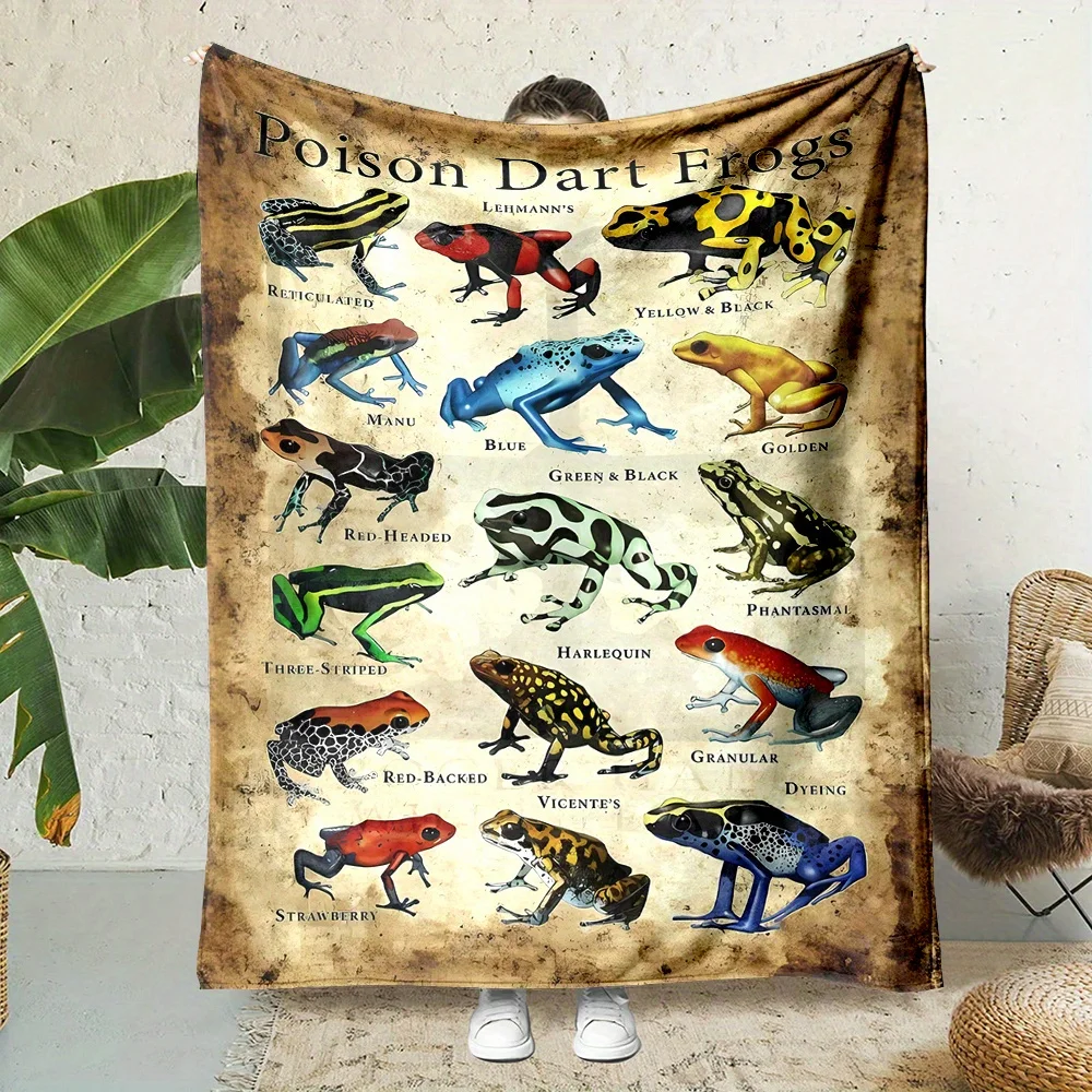 ​​Tropical Frog Print Blanket - Reversible Rainforest Flannel for Vibrant Comfort, Nature Lover Gifts & Jungle Decor​