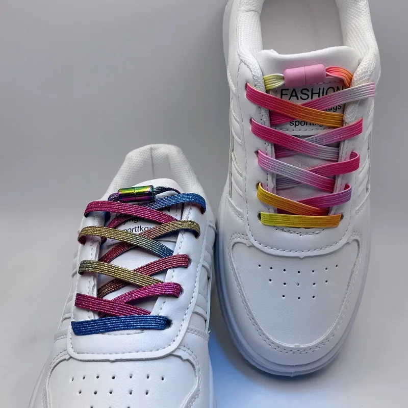 Bunte, Modische, Elastische Schnürsenkel mit Perlenschnalle, Leichte, Dehnbare Sneaker-Schnürsenkel für Kinder und Erwachsene, Breit, Bequem, Langlebig – Detail 6