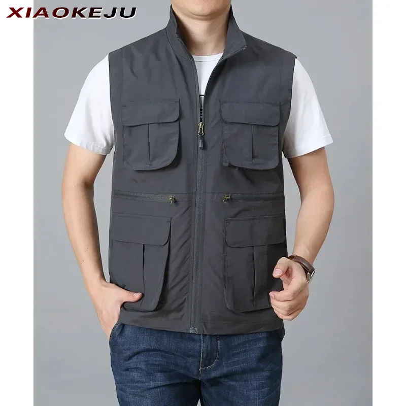 

Clothing Working Vest Motorcyclist Windbreaker Hunting Plus Size Outerwear Fishing Mens Denim Waterproof Sleeveless Jacket MAN