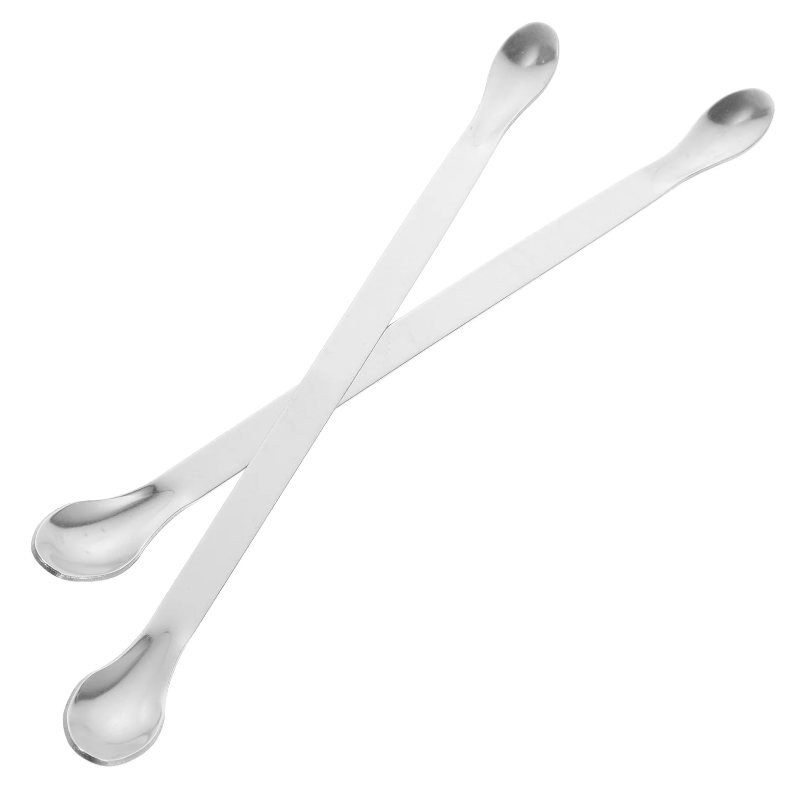 2 Pcs Spoon Metal Stainless Steel Weighing Long Sampling Micro Scoop Experiment