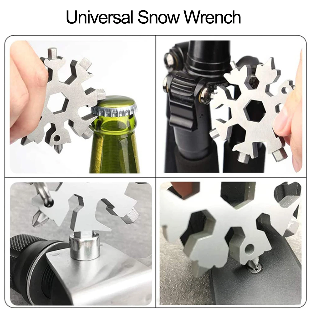 18-in-1 Snowflake Wrench Alloy With Key Ring Keychain Allen Wrench Multifunction Combination Tool Home Outdoor Camping Hike