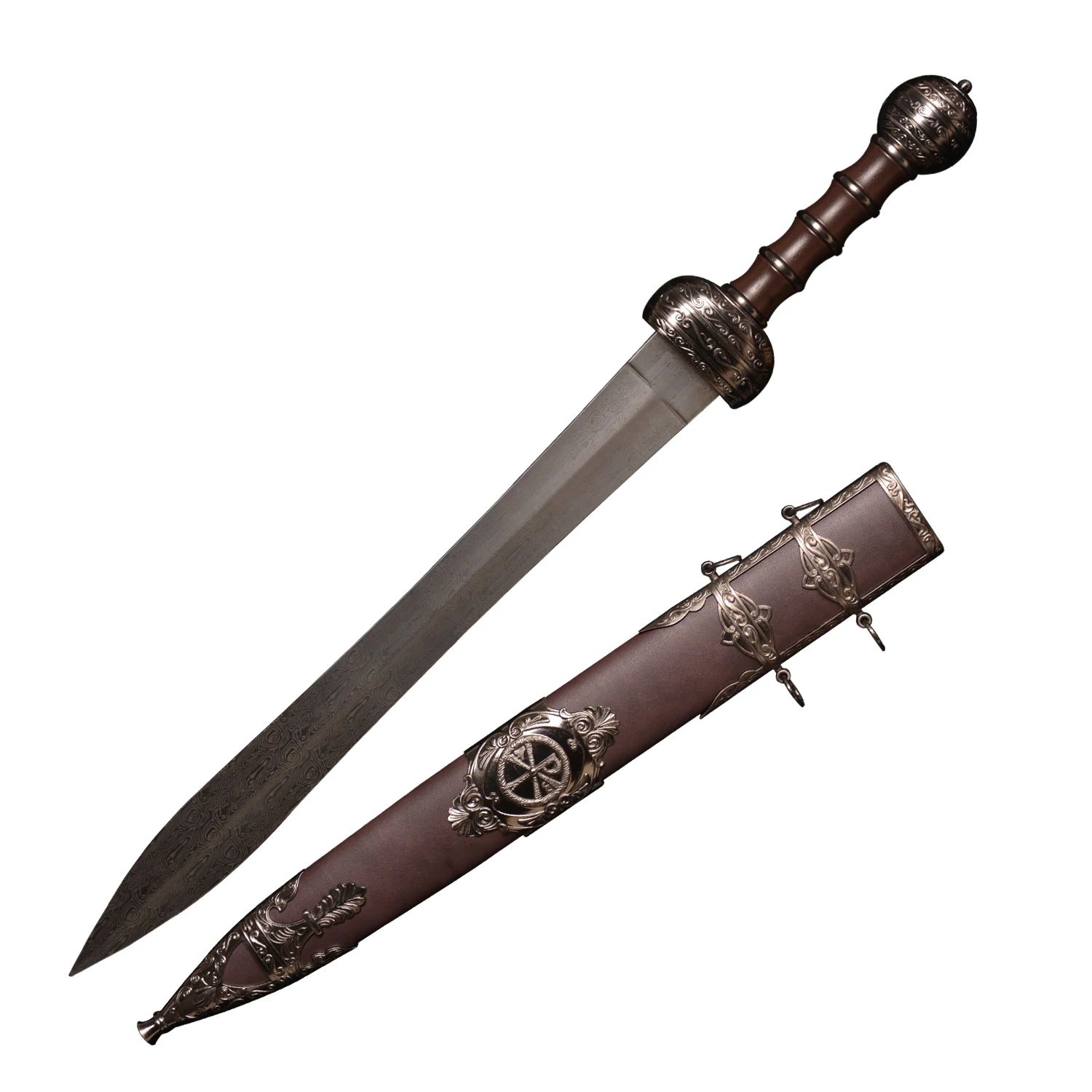 

31.5-inch carbon steel Roman Legion sword, real metal, classic medieval knight armed sword - brown