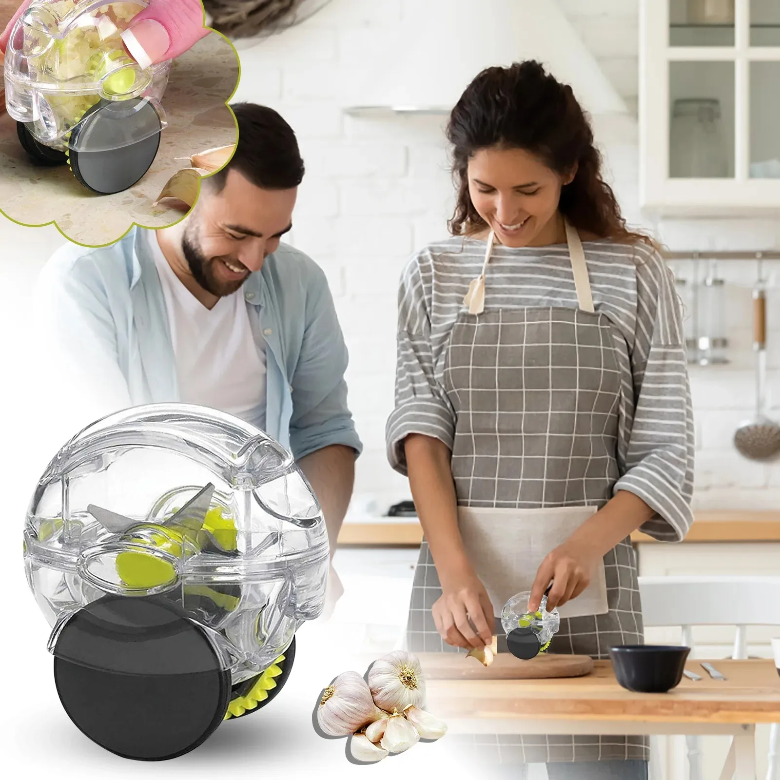 Kitchen Gadget Tool Garlic Chopper Wheel Garlic Mincer Roller Kitchen Aid Garlic Hand Crusher Kitchen Items Outils Cuisine