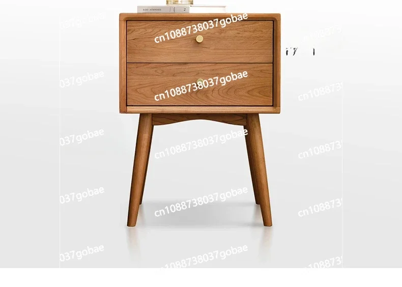 Nordic Solid Wood Bedside Cabinet Japanese Simple Master Bedroom Cherrywood Locker Living Room Home