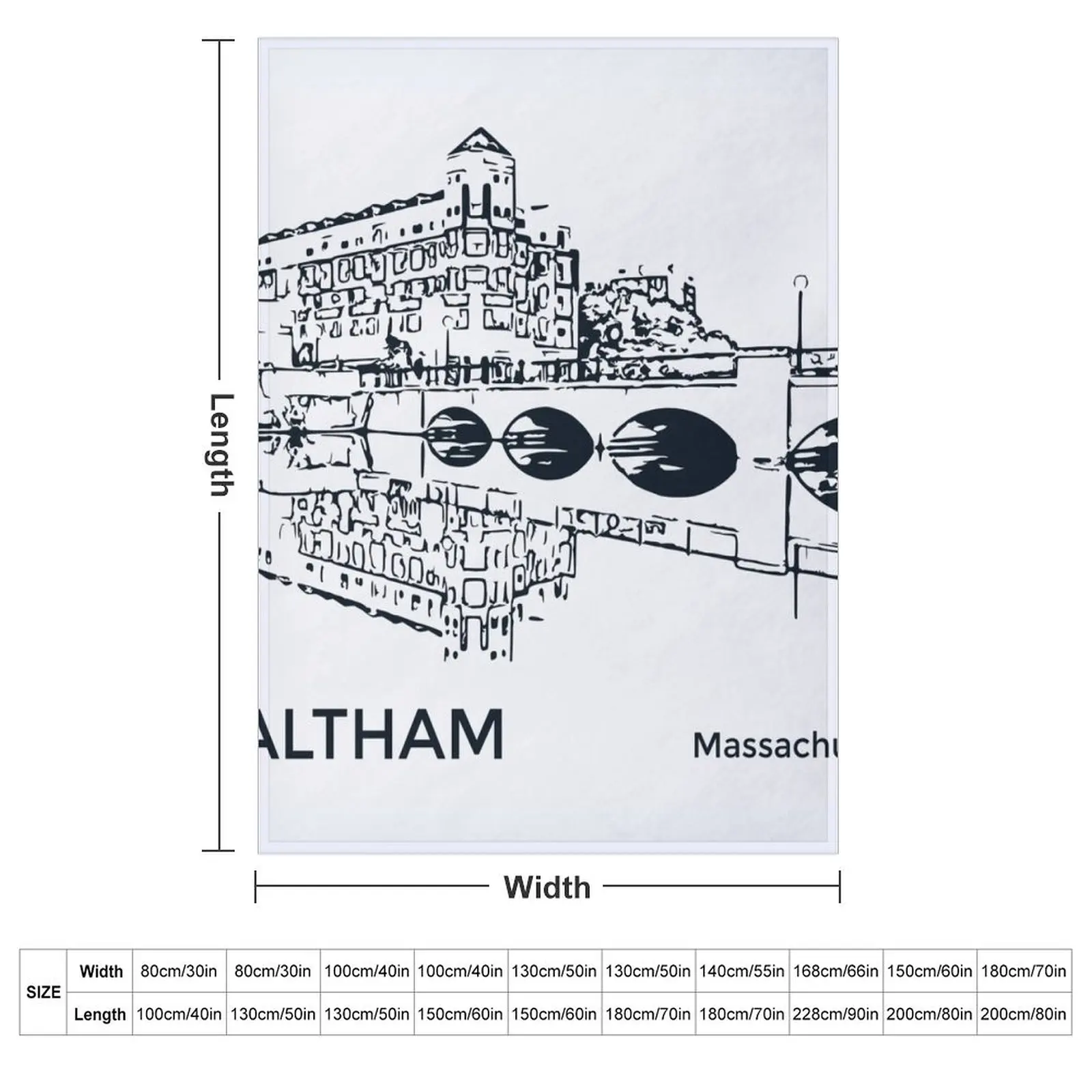 Waltham Massachusetts Throw Blanket couch cozy soft plush fuzzy picnic outdoor blanket