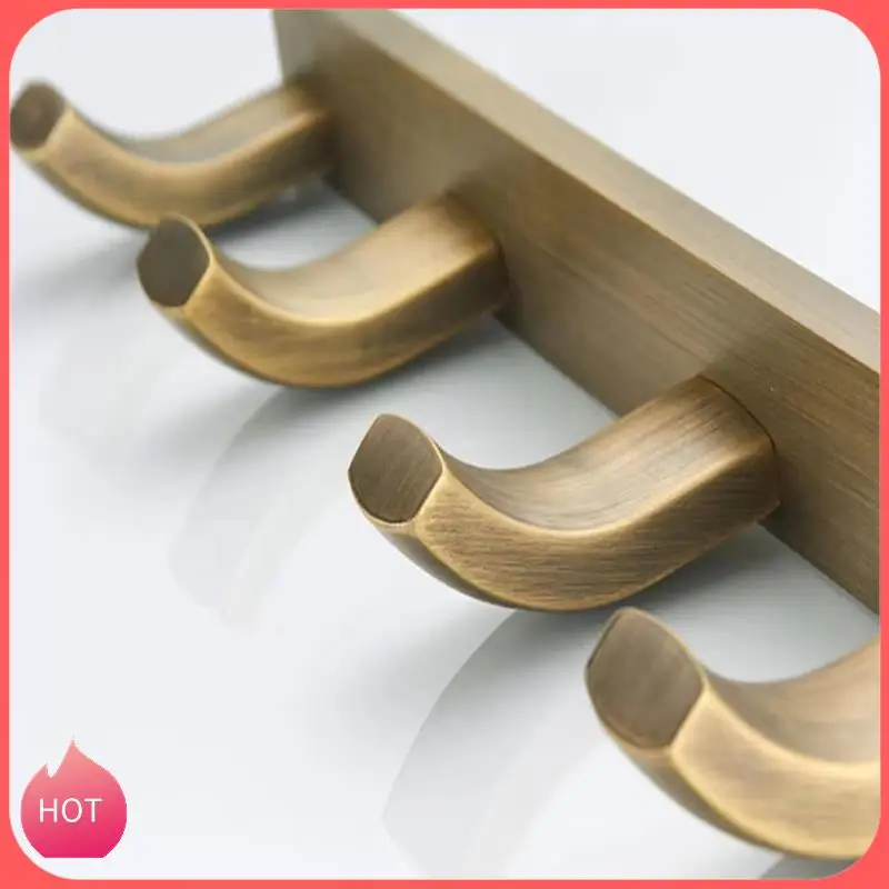 HOT-Bathroom Bronze Shelf Aluminum Alloy Shelves With Hooks Shampoo Holder Kitchen Storage Rack Key Hooks Gang Hook