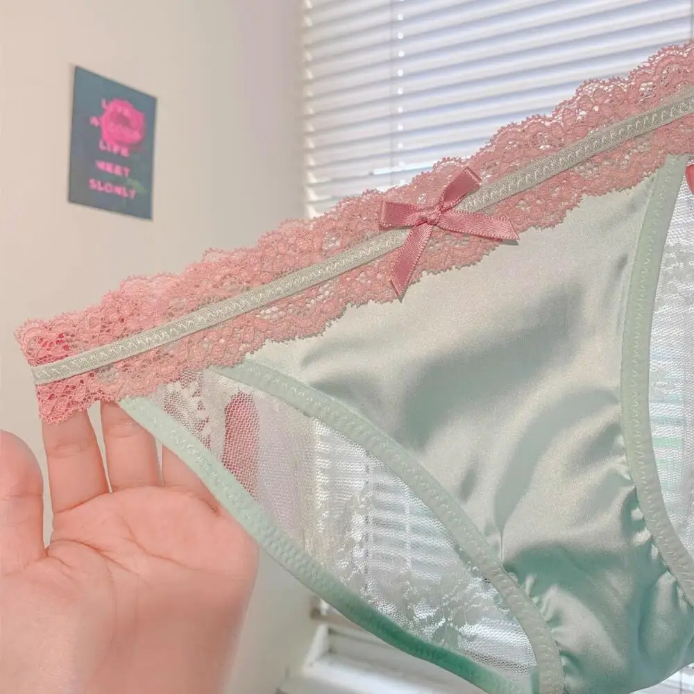 Hot Lace Hollow Lingerie Sexy Women Sweetheart Cute Student Panties Ice Silk Japanese Women T Panties Breathable Girl Lingerie