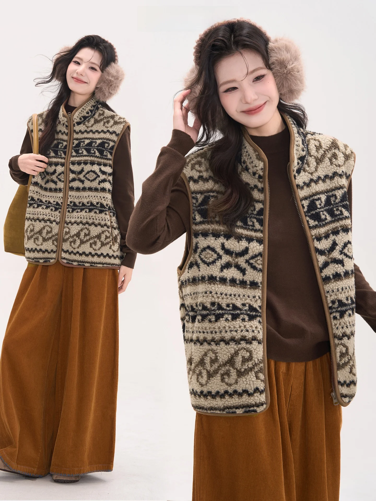 

Heme цветочный полевой окно соты слова Fair Island вышитый жилет из искусственного меха ягненка женский зимний жилет с застежкой-молнией