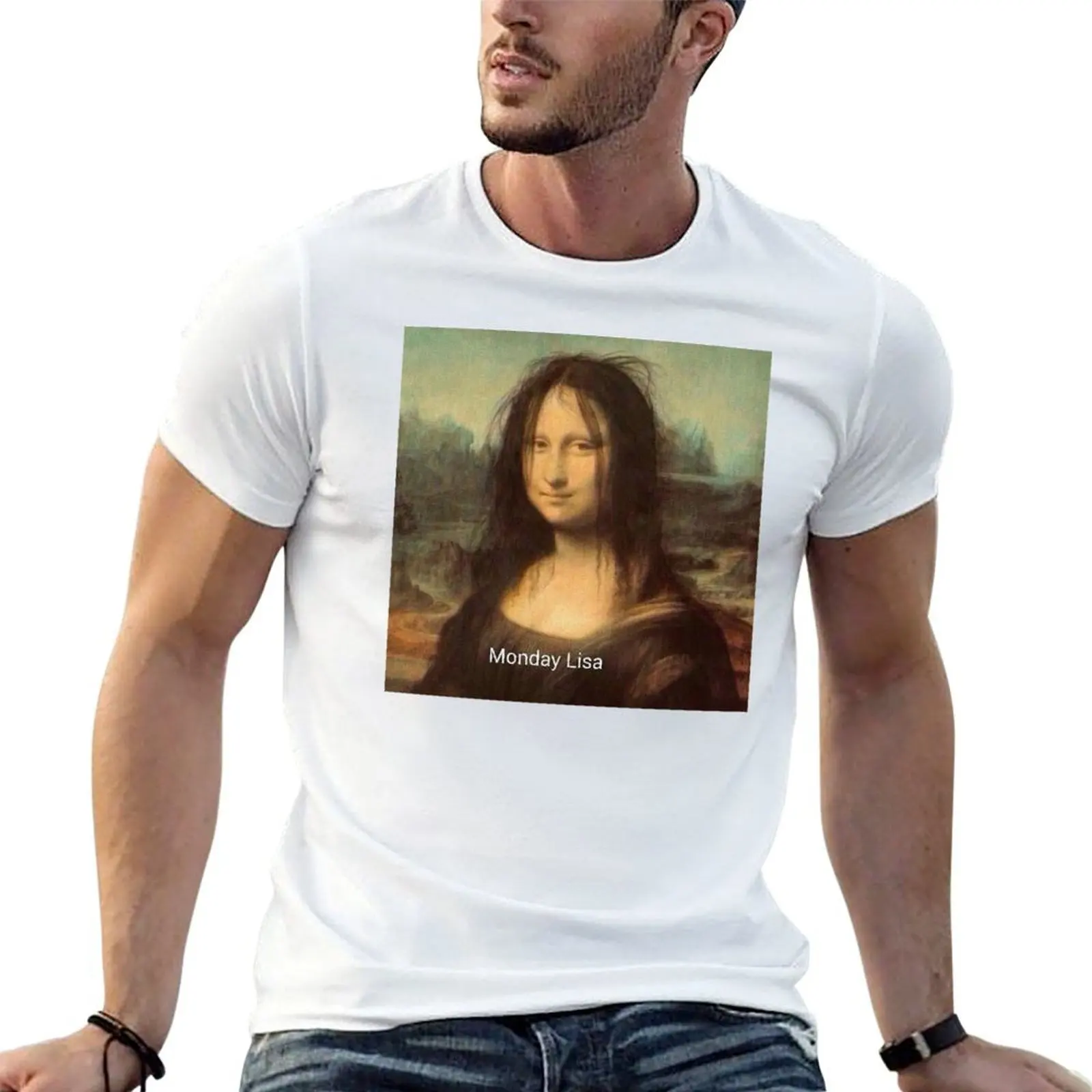 Monday Lisa Mona Lisa Da Vinci joke - Postmodern Art T-Shirt funny shirt cotton football t shirt mens big and tall t shirts