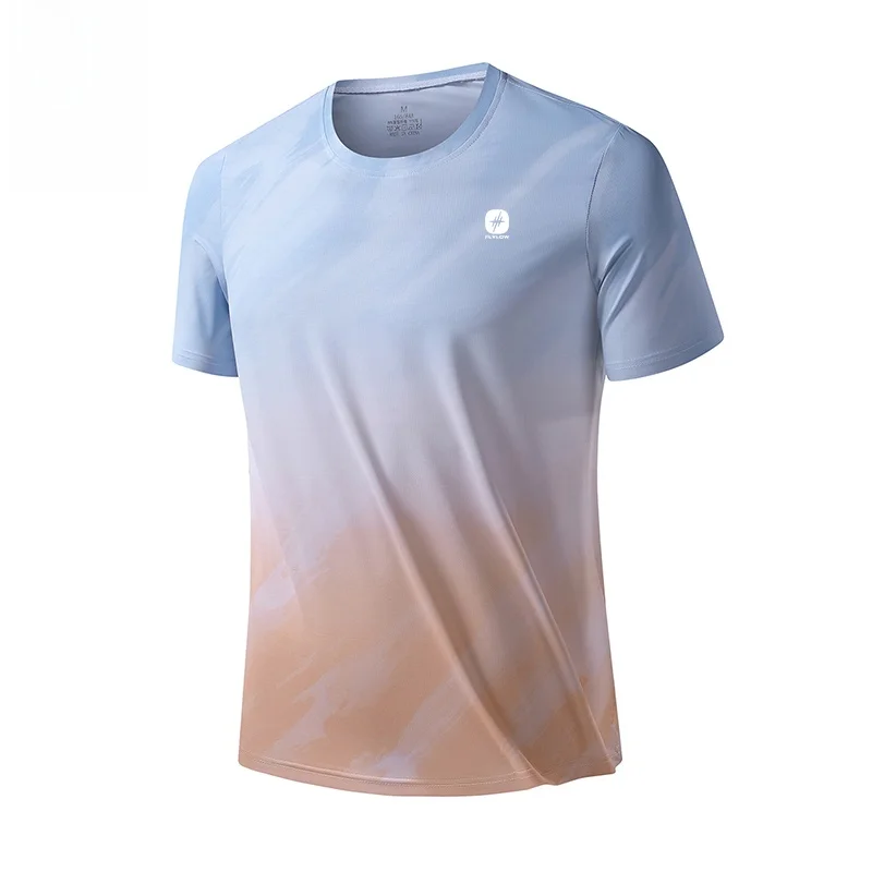 

FLYLOW Men's Ice Silk T-irt Sport Casual Fitn Running ort Sve round Ne Qui Dry Cool Feeling Breathable