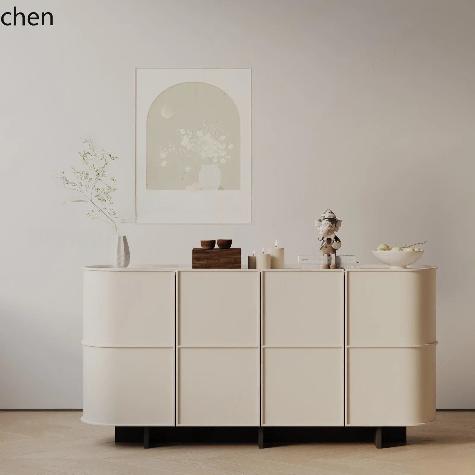 YFY  Minimalist Lacquer Sideboard Cabinet Living Room Wall-Mounted Storage Organizer Decorative Cabinet