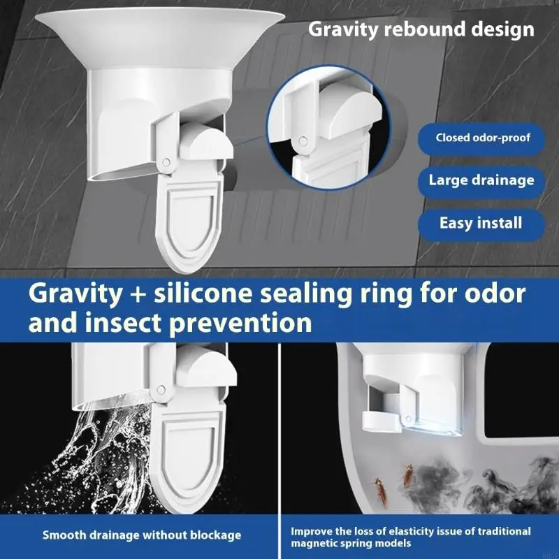 Bathroom Squat Toilet Lid Plastic Deodorize Squatting Pit Smell Stoppers Automatic Sealing Toilet Cover Easy to Install B03E