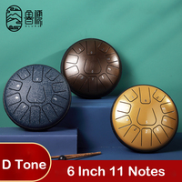 HLURU Glucophone Steel Tongue Drum 6 Inch 11 Notes D Tones Ethereal Drum Music Drum Tongue Drum Percussion Instrument