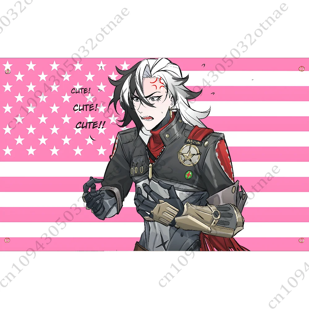 Boothill Honkai Star Rail American Flag Tapestry Funny Banner For College Dorm Bedroom Outdoor Living Room Wall Art Decor Party