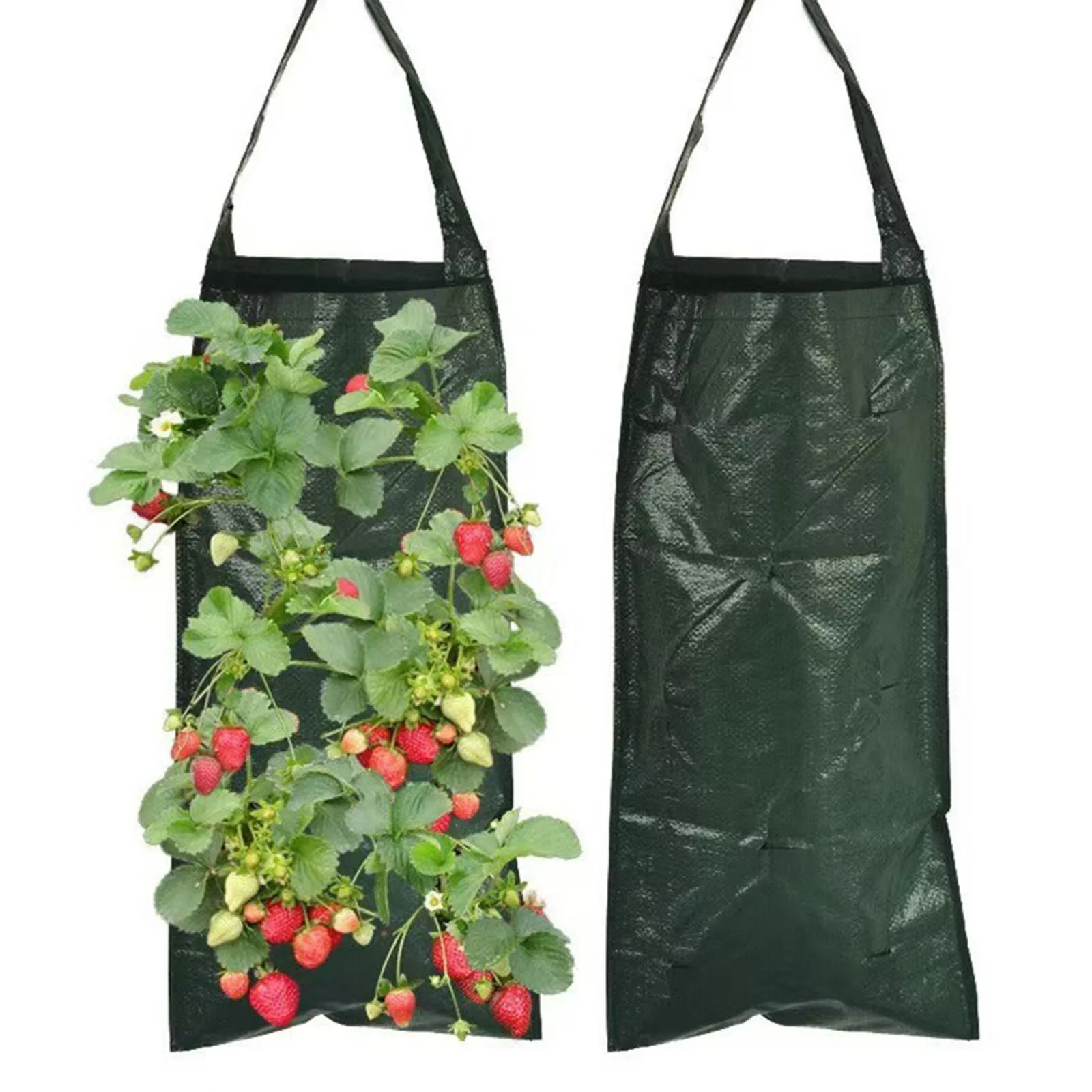 Hanging Strawberry Growbag Planter 6-Hole Grow Bag Vertical Garden Vegetable Planting Pots for Upside Down Tomatoes Balcony