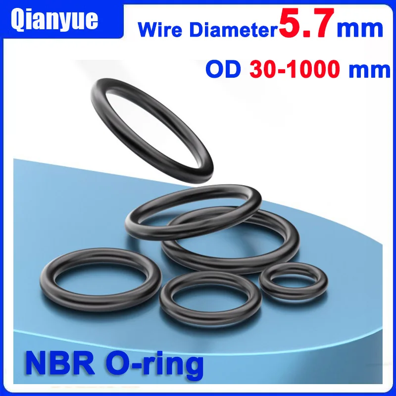 

NBR O-Rings 5.7mm Cord OD 30-1000mm - Oil Resistant & Anti-Aging Rubber Seals for Industrial/Piping (Wear-Resistant, In Stock)