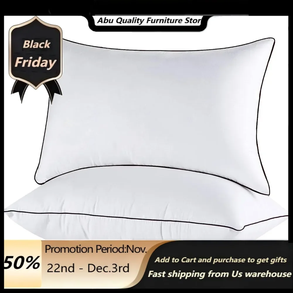 Pillow-Hungarian Goose Down Pillow Queen Size Set Of 2, Ultimate Comfort 750+ Fill Power, 480 Thread Count 100% Cotton Sh