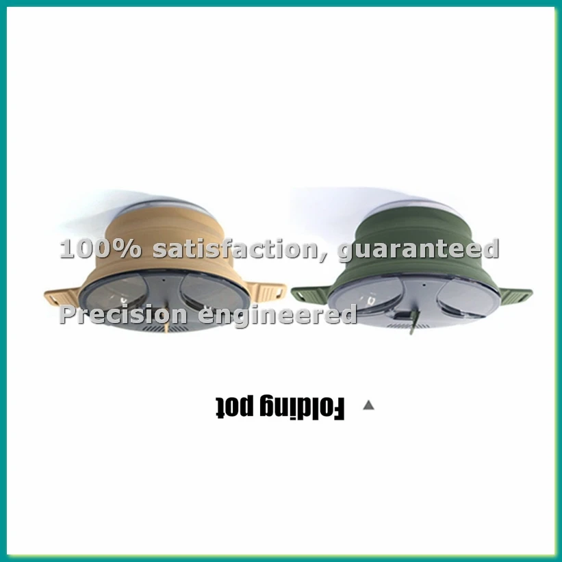 Silicone Folding Camping Kettle Pan Pot Portable Heat Cookware Pot for Outdoor Hiking Dark Green-A14I