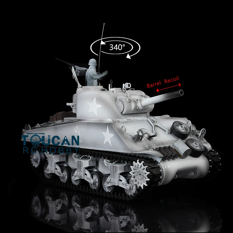 

HENG LONG 1/16 Snow 7.0 Plastic M4A3 Sherman RTR RC Tank Model 3898 Barrel Recoil RC Panzer for Boys TH17686-SMT4