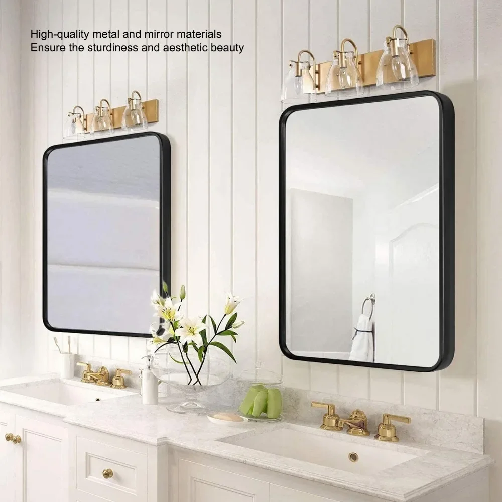 Mirror Rectangle WallMounted Makeup Mirror for Home Bathroom Entryway Living Room