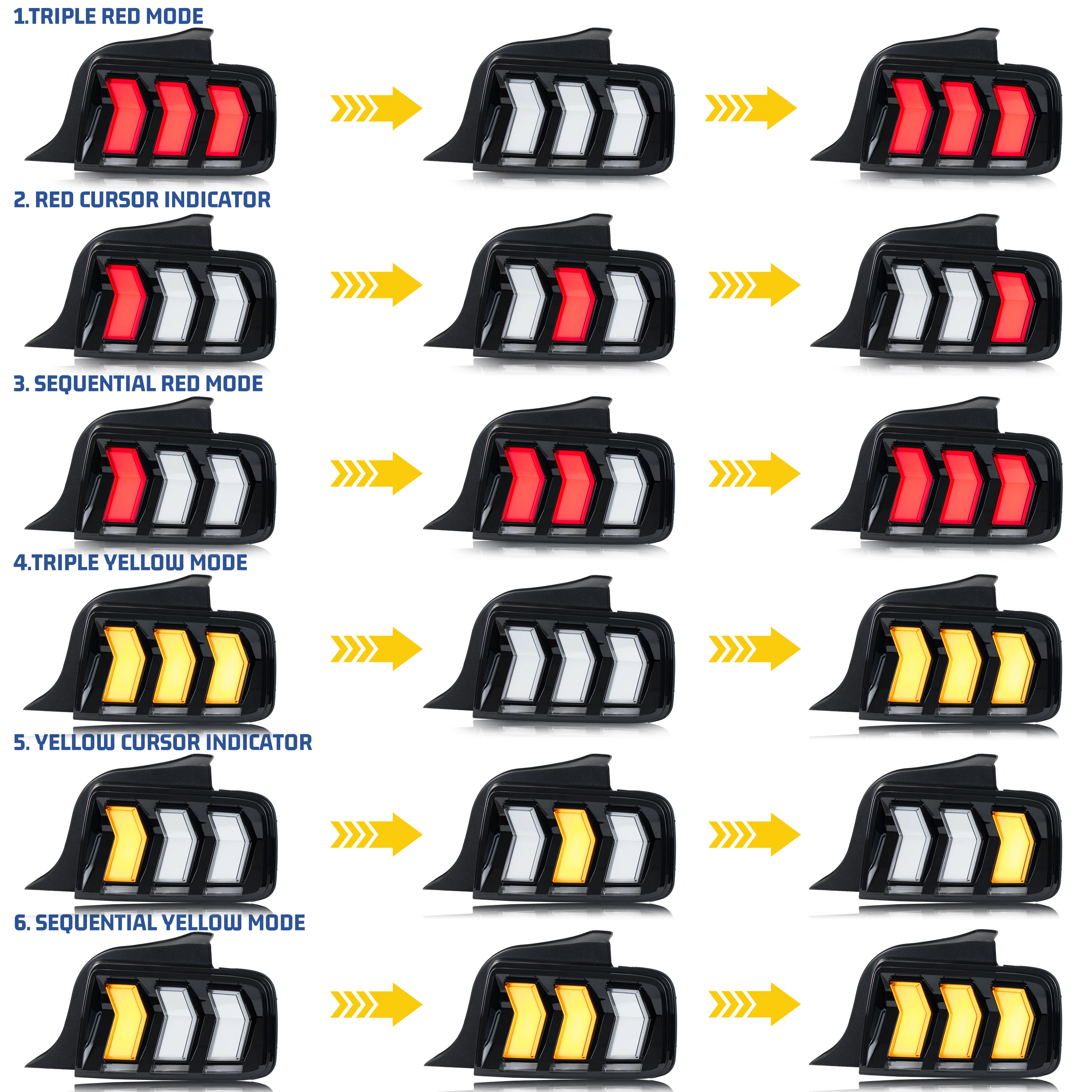 Luci posteriori a LED per Ford Mustang S-197 2005-2009 Animazione dinamica Indicatori di direzione sequenziali Lampade posteriori