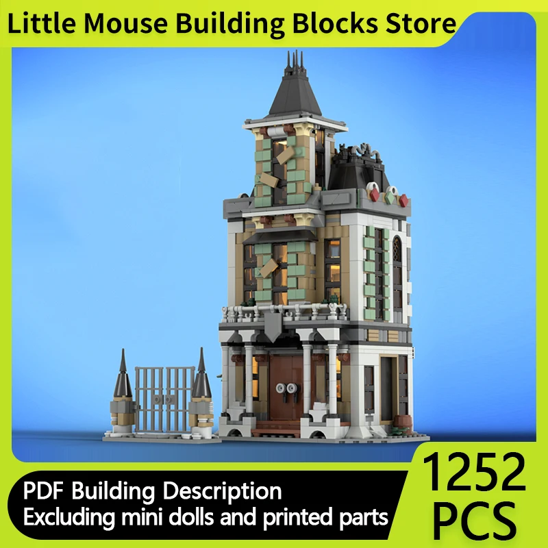 

City Street View Model MOC Building Bricks Halloween Mansion Modular Technology Gifts Holiday Assemble Children Toys Suit