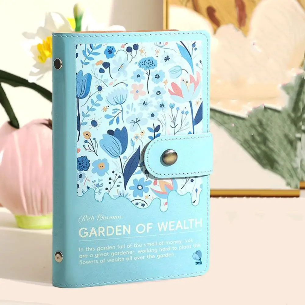 

Leather 100 Envelopes Saving Money Binder Cash Envelopes Refillable Money Budget Planner Binder Flower Printed Loose-leaf