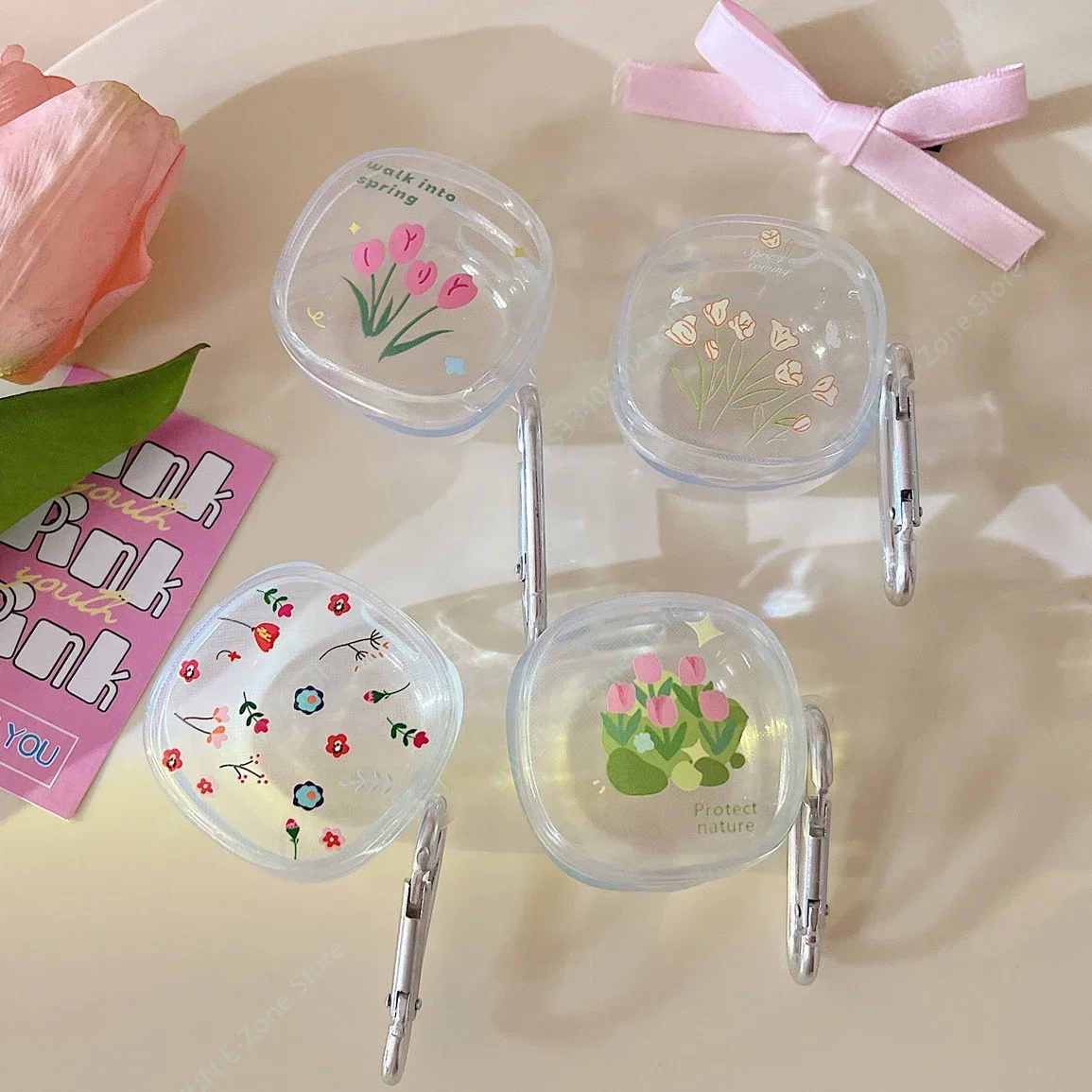 Для Baseus Enco WM01 WM02 свежие цветы тюльпана цветочные любовь сердце мягкие прозрачные Bluetooth наушники искусственный защитный чехол