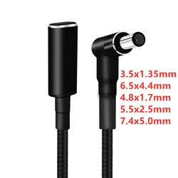 PD 100W USB C to 3.5x1.35mm 6.5x4.4mm 4.8x1.7mm 5.5x2.5mm 7.4x5.0mm Male Plug Converters USB C PD Charging Cable Cord for Laptop